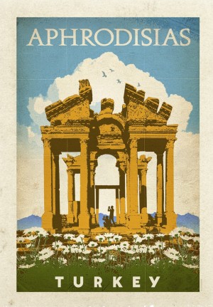 Turkey Aphrodisias vintage travel poster